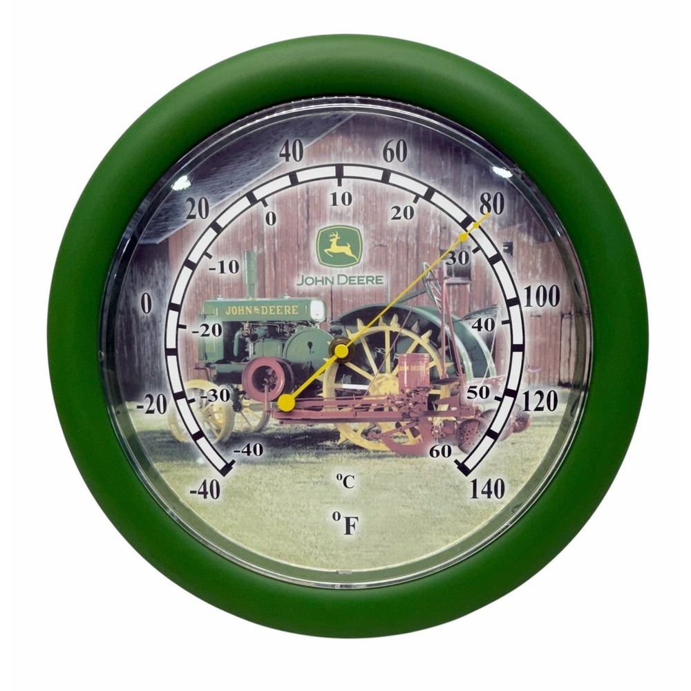Vintage John Deere Outdoor Round Thermometer Wall Decor - Tested